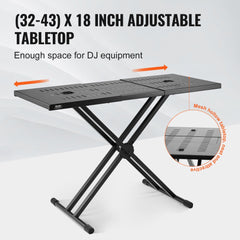 VEVOR DJ Table Stand, (32"-43") x 18" Portable DJ Laptop and Controller Stand, Lightweight DJ Desk DJ Booth Adjustable