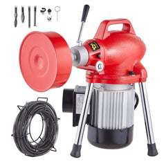 VEVOR Drain Cleaner Machine 66FT x 5/8 Inch, 250W Electric Sewer Snake Auger Manual Feed - with 2 Sectional Steel