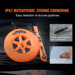 VEVOR Pipe Locators, 100ft/30m PVC Pipe Locators Underground, IP67 Waterproof Pipe Blockage Detector with Adjustable