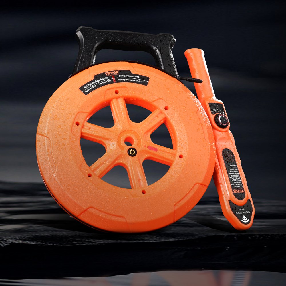 VEVOR Pipe Locators, 100ft/30m PVC Pipe Locators Underground, IP67 Waterproof Pipe Blockage Detector with Adjustable
