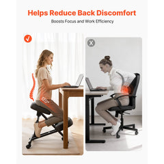 VEVOR Ergonomic Kneeling Chair with Wheels, Mobile X-Shaped Posture Knee Chair with Adjustable Height & Thick Foam