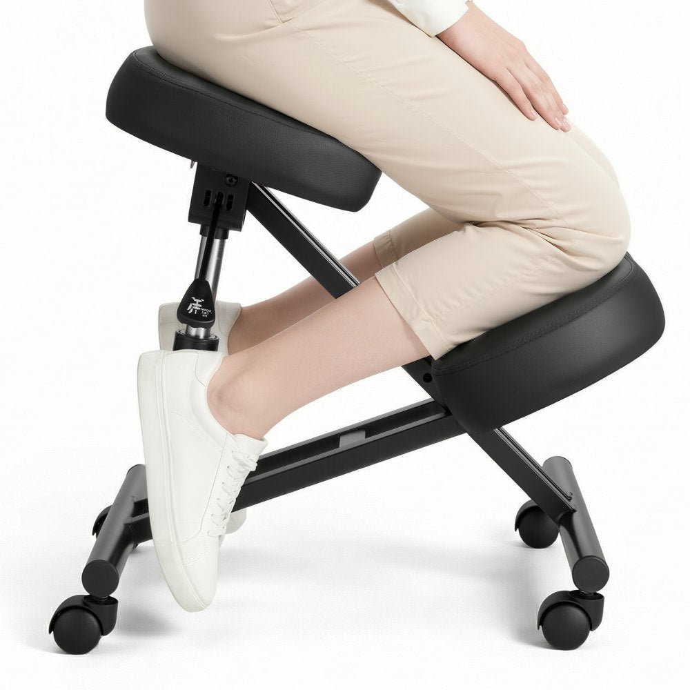 VEVOR Ergonomic Kneeling Chair with Wheels, Mobile X-Shaped Posture Knee Chair with Adjustable Height & Thick Foam