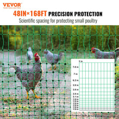 VEVOR Electric Fence Netting, 48" H x 168' L, PE Net Fencing Kit with Posts & Double-Spiked Stakes, Utility Portable