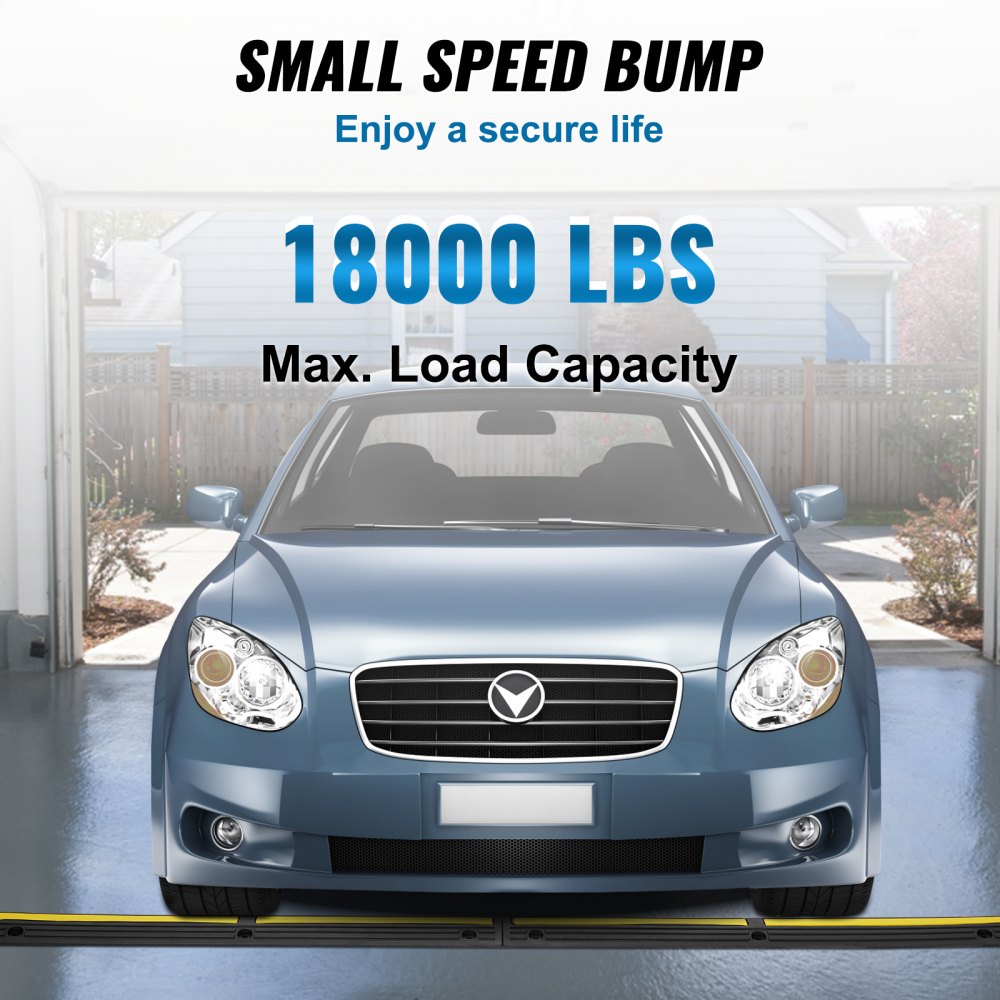 VEVOR 3.28 ft Cable Protector Ramp, 4 Pack of 1 Channel, 18000 lbs/axle Capacity Heavy Duty Rubber Speed Bumps, Floor