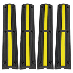 VEVOR 3.28 ft Cable Protector Ramp, 4 Pack of 1 Channel, 18000 lbs/axle Capacity Heavy Duty Rubber Speed Bumps, Floor