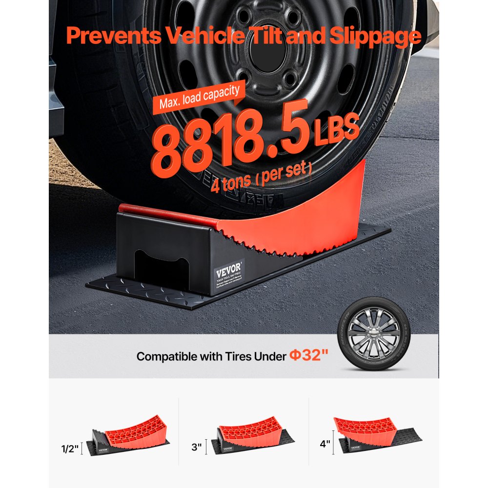VEVOR Camper Levelers, 2 Pcs RV Leveling Blocks, up to 8818.5lbs Camper Wheel Chocks, Max. 4" Leveling Height Heavy