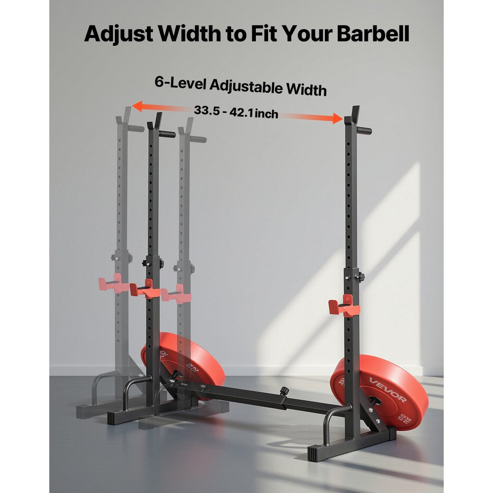 VEVOR Power Cage Squat Rack, Home Gym Power Rack with Adjustable Height & Width, 550LBS Strength Training Workout