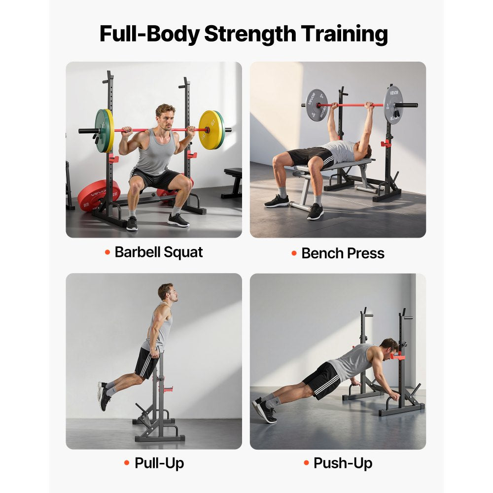 VEVOR Power Cage Squat Rack, Home Gym Power Rack with Adjustable Height & Width, 550LBS Strength Training Workout