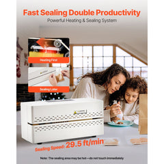 VEVOR Continuous Sealing Machine, 0.32-0.47 in Seal Width, Automatic Continuous Band Sealer with Digital Temperature