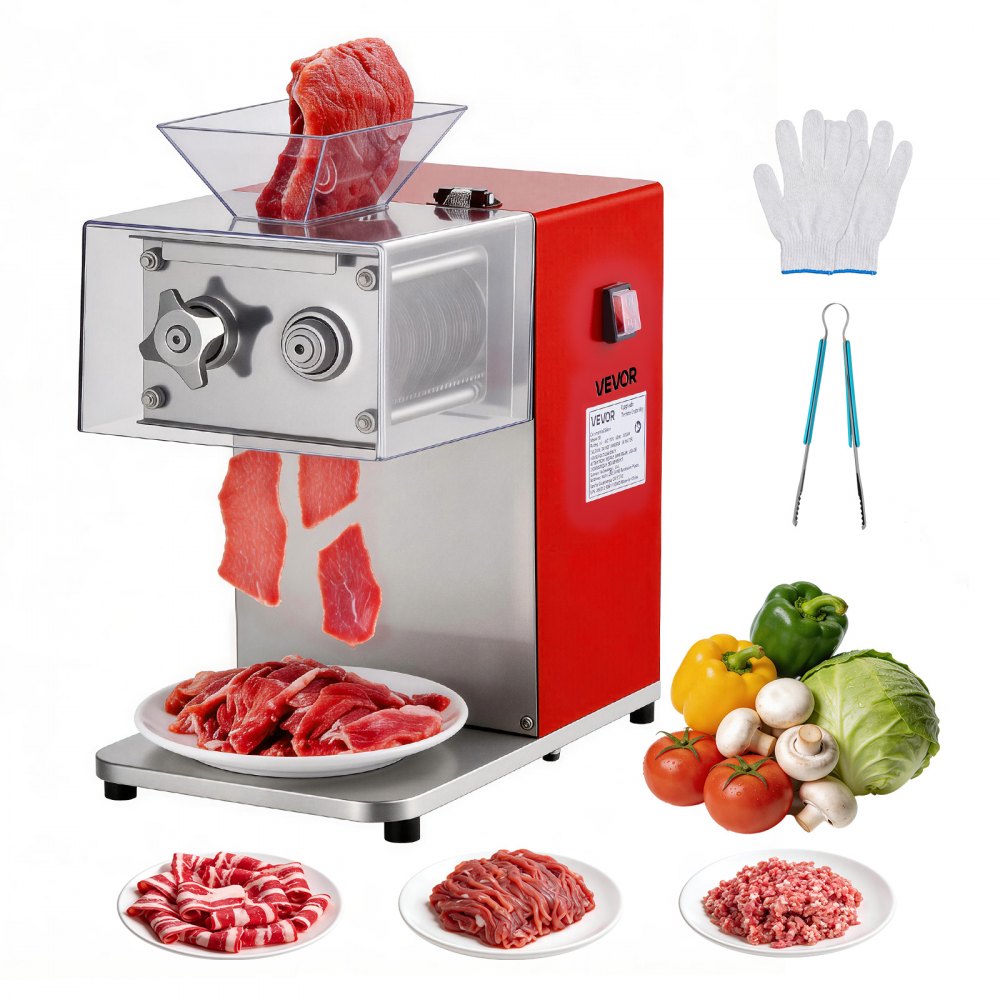 VEVOR Meat Cutting Machine, 850W Commercial Slicer, 3.5mm Heavy Duty Stainless Steel Blade Shredder for Boneless Meat