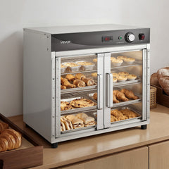 VEVOR Electric Hot Box Food Warmer, 4-Tier Commercial Warming Cabinet with Water Tray, Glass Door and Adjustable