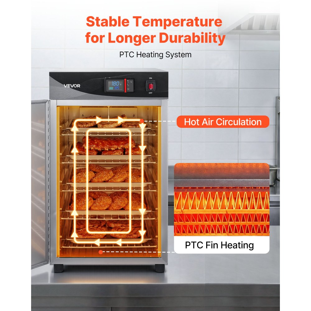 VEVOR Electric Hot Box Food Warmer, 5-Tier Commercial Warming Cabinet with Water Tray, Single-Door and Adjustable