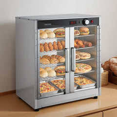 VEVOR Electric Hot Box Food Warmer, 5-Tier Commercial Warming Cabinet with Water Tray, Double-Door and Adjustable