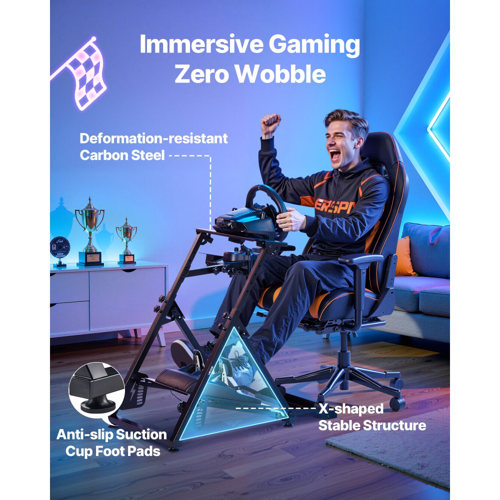 VEVOR Racing Wheel Stand, Adjustable & Foldable Simulator Stand for Logitech G923 G920 G29 G27, Thrustmaster T300RS TX