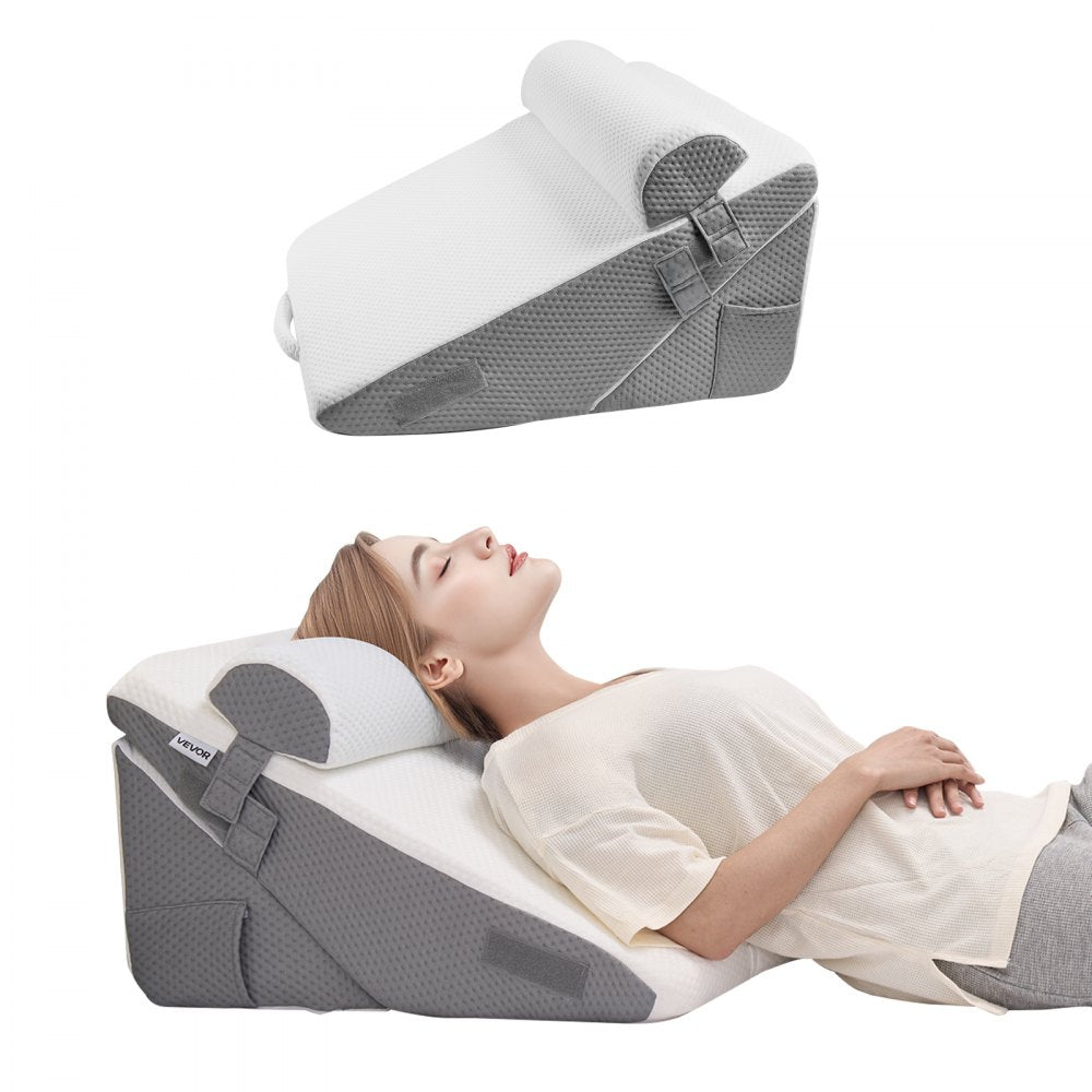 VEVOR Bed Wedge Pillow for Sleeping, 3 Pcs Adjustable Orthopedic Bed Wedge Set, with Jacquard Washable Cover & Foam