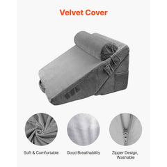 VEVOR Bed Wedge Pillow for Sleeping, 3 Pcs Adjustable Orthopedic Bed Wedge Set, with Washable Cover & Foam Support