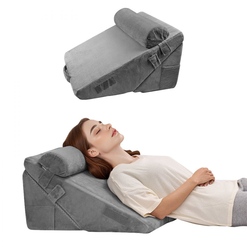 VEVOR Bed Wedge Pillow for Sleeping, 3 Pcs Adjustable Orthopedic Bed Wedge Set, with Washable Cover & Foam Support