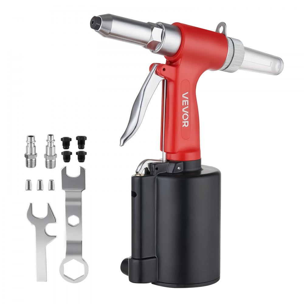 VEVOR Pneumatic Rivet Gun Kit with 3/32" 1/8" 5/32" 3/16" Nosepieces, 2425 LBS Pulling Force, 3-Claw Secure Grip, Air