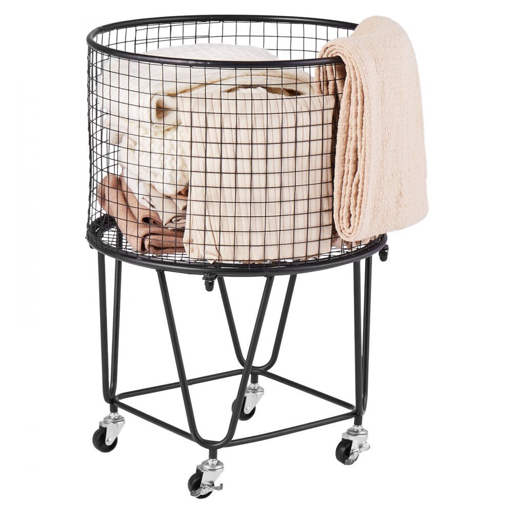 VEVOR Laundry Cart, Rolling Round Grocery Utility Cart with 360° Swivel Wheels, 60 LBS Large Load Capacity, Heavy Duty