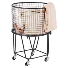 VEVOR Laundry Cart, Rolling Round Grocery Utility Cart with 360° Swivel Wheels, 60 LBS Large Load Capacity, Heavy Duty