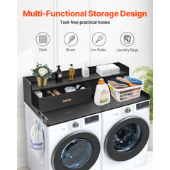 VEVOR 2 Drawers Washer Dryer Countertop with 2-Tier Shelf, 54" x 27" Wooden Washer and Dryer Countertop with Non-Slip