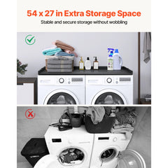 VEVOR Washer Dryer Countertop with 3 Splicing Panels, 54" x 27" Wooden Washer and Dryer Countertop with Non-Slip Pads