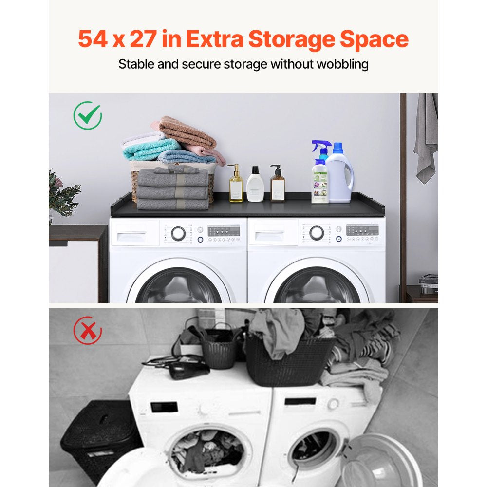 VEVOR Washer Dryer Countertop, 54" x 27" Wooden Washer and Dryer Countertop, Water-Resistant Laundry Machine Topper