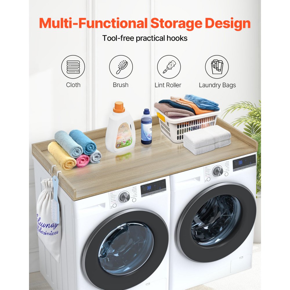 VEVOR Washer Dryer Countertop, 54" x 27" Wooden Washer and Dryer Countertop, Water-Resistant Laundry Machine Topper