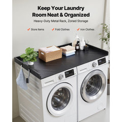 VEVOR Washer Dryer Countertop, 54 x 27.5 in Marble Washer and Dryer Topper with Edge & 2 Hooks, Water-Resistant Laundry