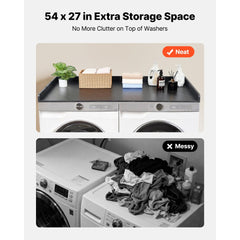 VEVOR Washer Dryer Countertop, 54 x 27.5 in Marble Washer and Dryer Topper with Edge & 2 Hooks, Water-Resistant Laundry