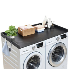 VEVOR Washer Dryer Countertop, 54 x 27.5 in Marble Washer and Dryer Topper with Edge & 2 Hooks, Water-Resistant Laundry