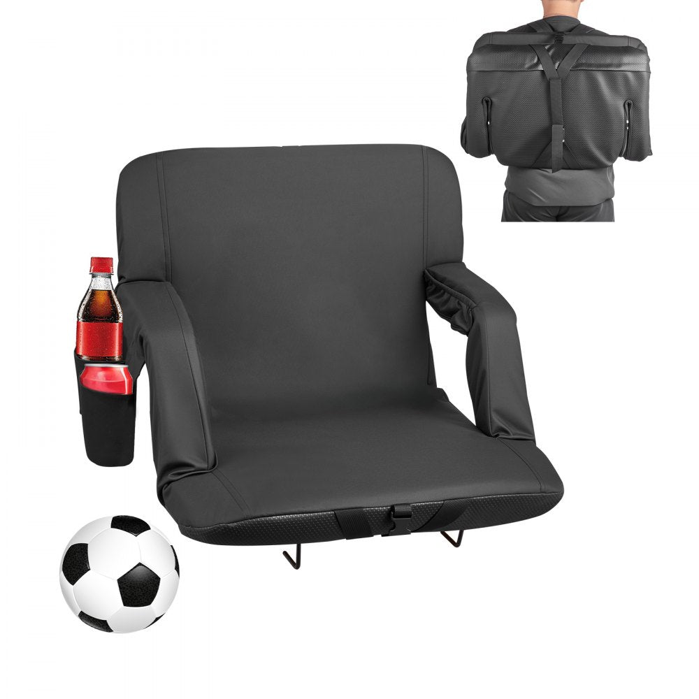 VEVOR Stadium Seat, 6 Adjustable Angle Bleacher Chair, 2.9'' Cushion Stadium Seat with Back Support and Armrest, Wide
