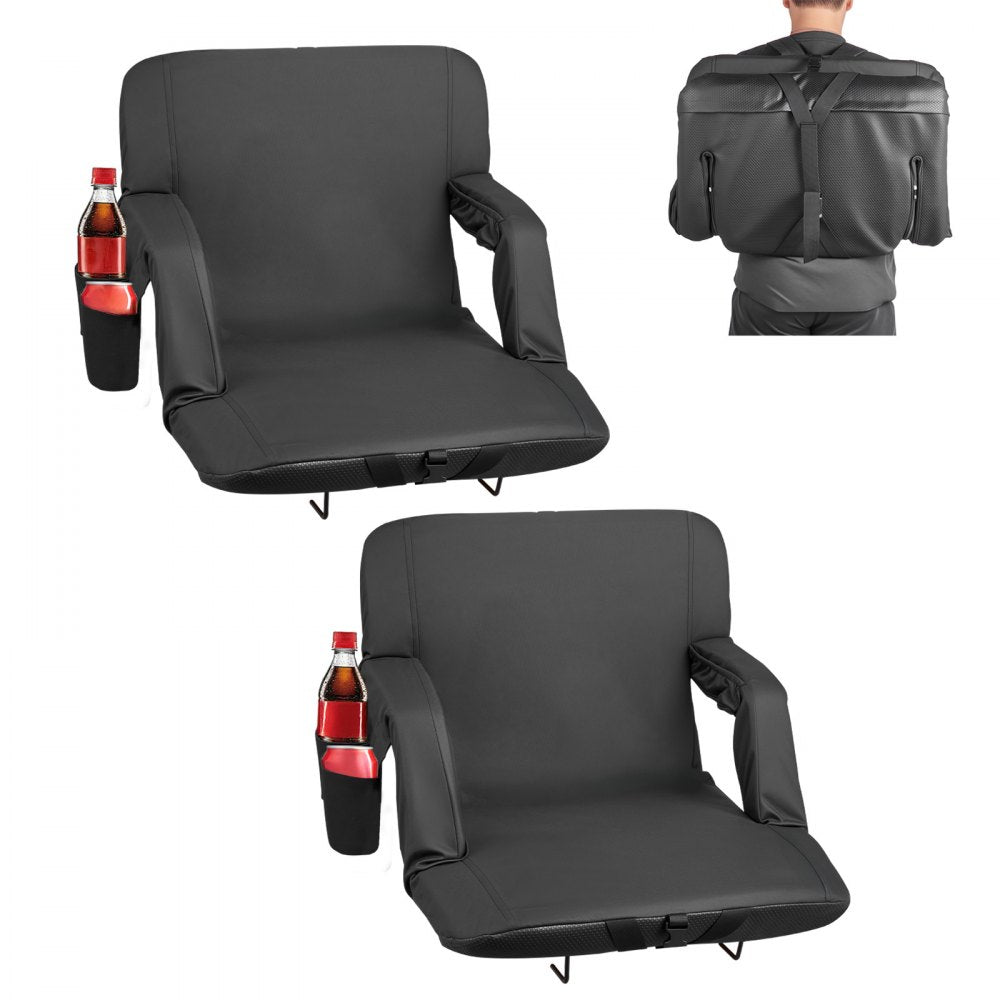 VEVOR Stadium Seat, 6 Adjustable Angle Bleacher Chair, 2.75'' Cushion Stadium Seat with Back Support and Armrest, Wide