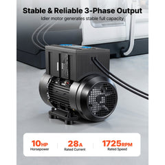 VEVOR Single Phase to 3-Phase Rotary Converter, 10HP 28A 208-240V Input/Output Rotary Phase Converter - Expandable to