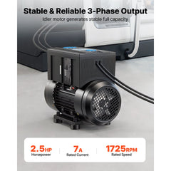 VEVOR Single Phase to 3-Phase Rotary Converter, 2.5HP 7A 208-240V Input/Output Rotary Phase Converter - Expandable to