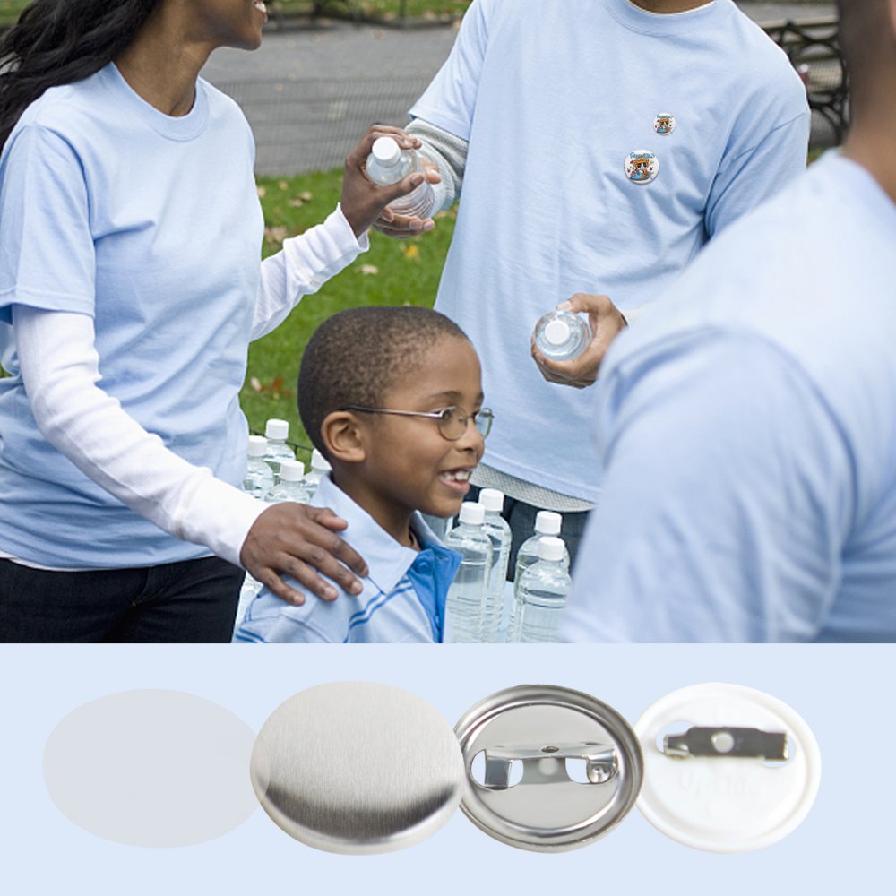 VEVOR 500 Sets 1 25mm Pin Back Button Parts, DIY Round Button Badge Parts, Set Includes Metal Top, Plastic/Metal
