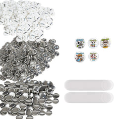 VEVOR 500 Sets 1 25mm Pin Back Button Parts, DIY Round Button Badge Parts, Set Includes Metal Top, Plastic/Metal