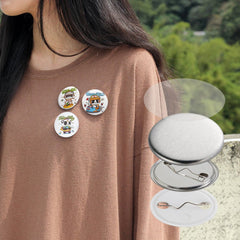 VEVOR 500 Sets 1.25 inch 32mm Pin Back Button Parts, DIY Round Button Badge Parts, Set Includes Metal Top