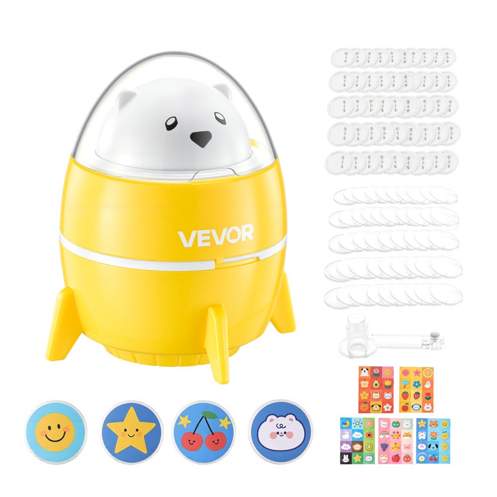 VEVOR Button Maker Machine, 2.25" / 58 mm, Plastic Pin Badge Maker with 50pcs Button Parts and Pre-Printed Pattern