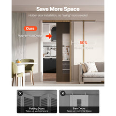 VEVOR Pocket Door Frame Kit, for 24-30 in Wide 80 in High Door, Pocket Door Kit with Two-Way Soft Close Mechanism