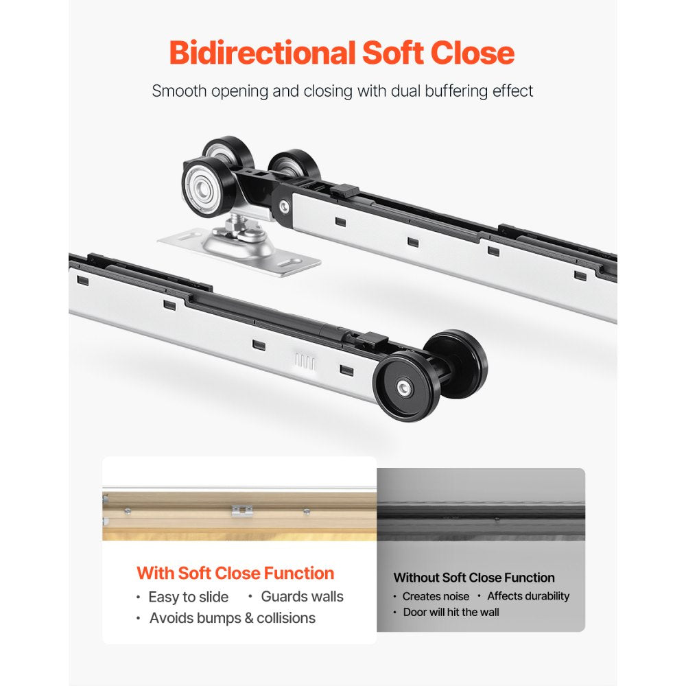 VEVOR Pocket Door Frame Kit, for 24-30 in Wide 80 in High Door, Pocket Door Kit with Two-Way Soft Close Mechanism