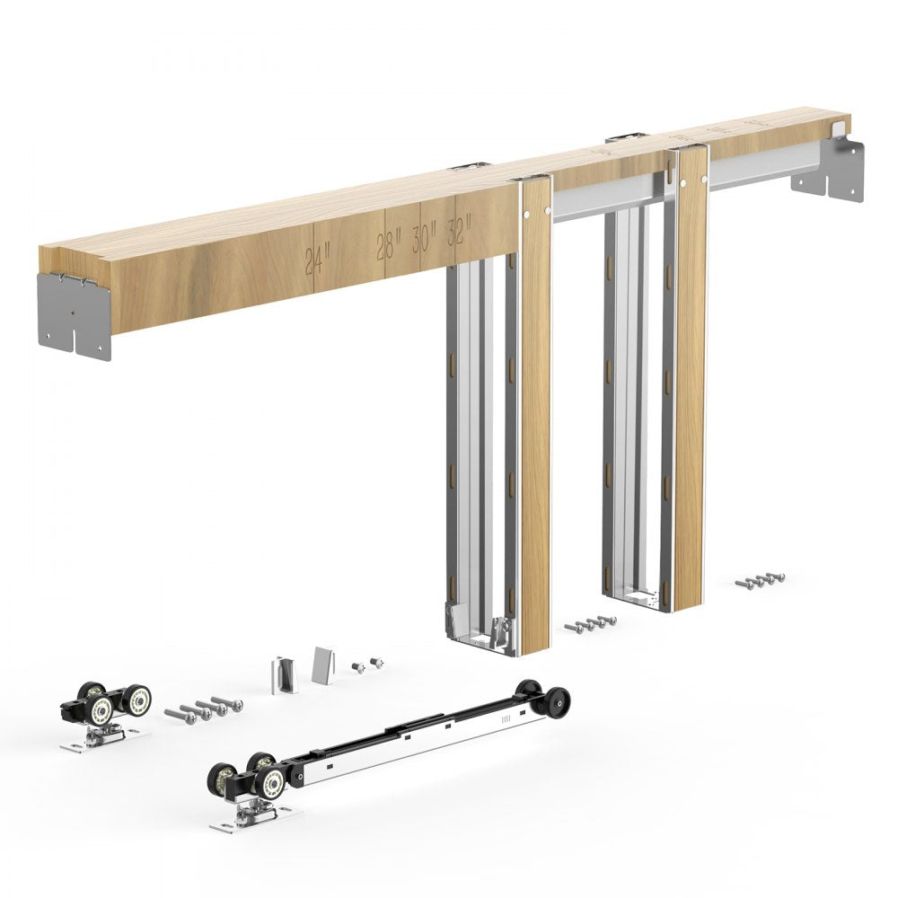 VEVOR Pocket Door Frame Kit, for 24-30 in Wide 80 in High Door, Pocket Door Kit with Two-Way Soft Close Mechanism