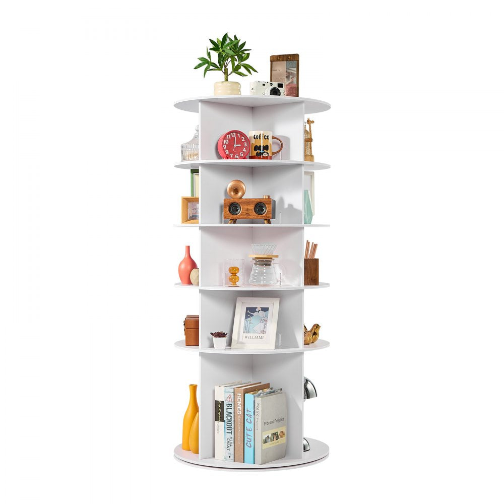 VEVOR 5 Tiers Rotating Shoe Rack Tower, 360° Spinning Shoe Rack, Revolving Storage Round Carousel Display, Freestanding