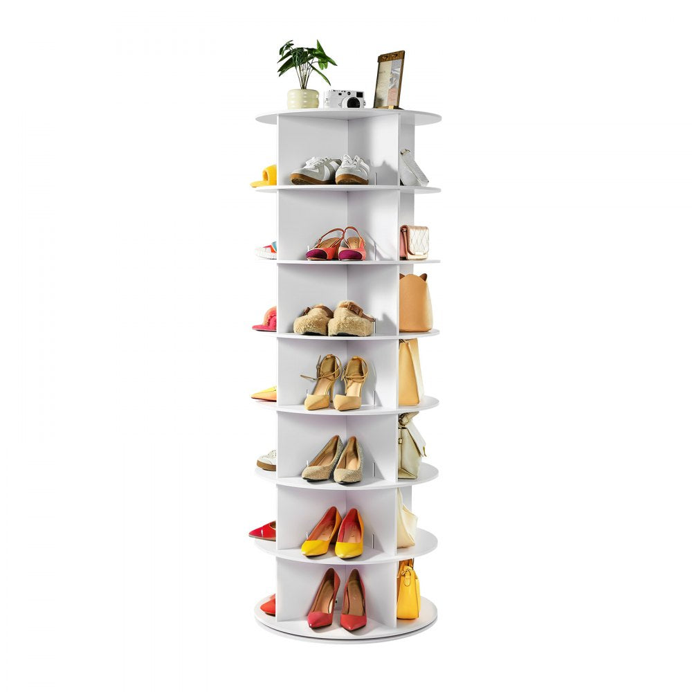 VEVOR 7 Tiers Rotating Shoe Rack Tower, 360° Spinning Shoe Rack, Revolving Storage Round Carousel Display, Freestanding