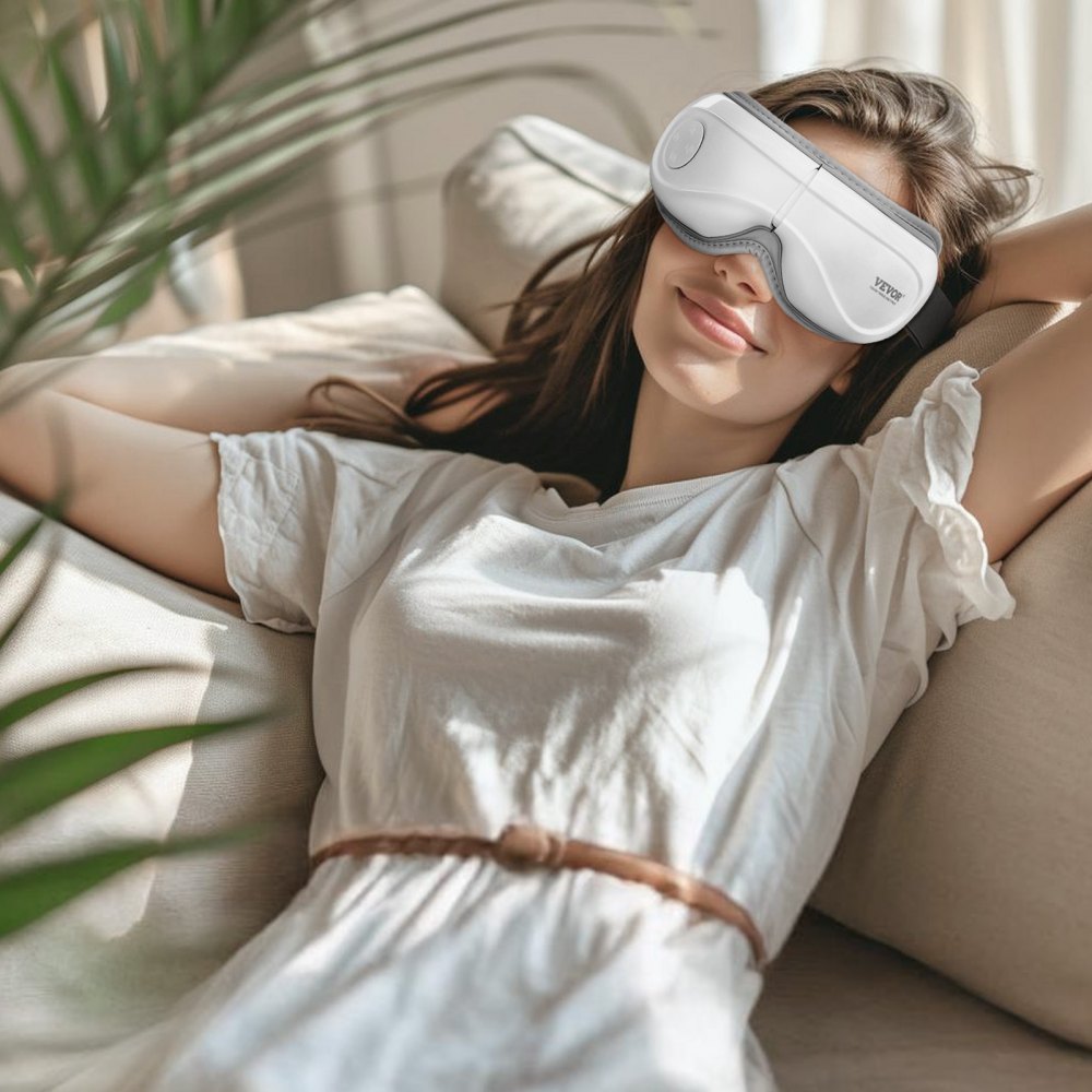 VEVOR Eye Massager with Heat, Heated Eye Massage Mask with 5 Modes and Bluetooth Music, 180° Foldable Eye Care Massager
