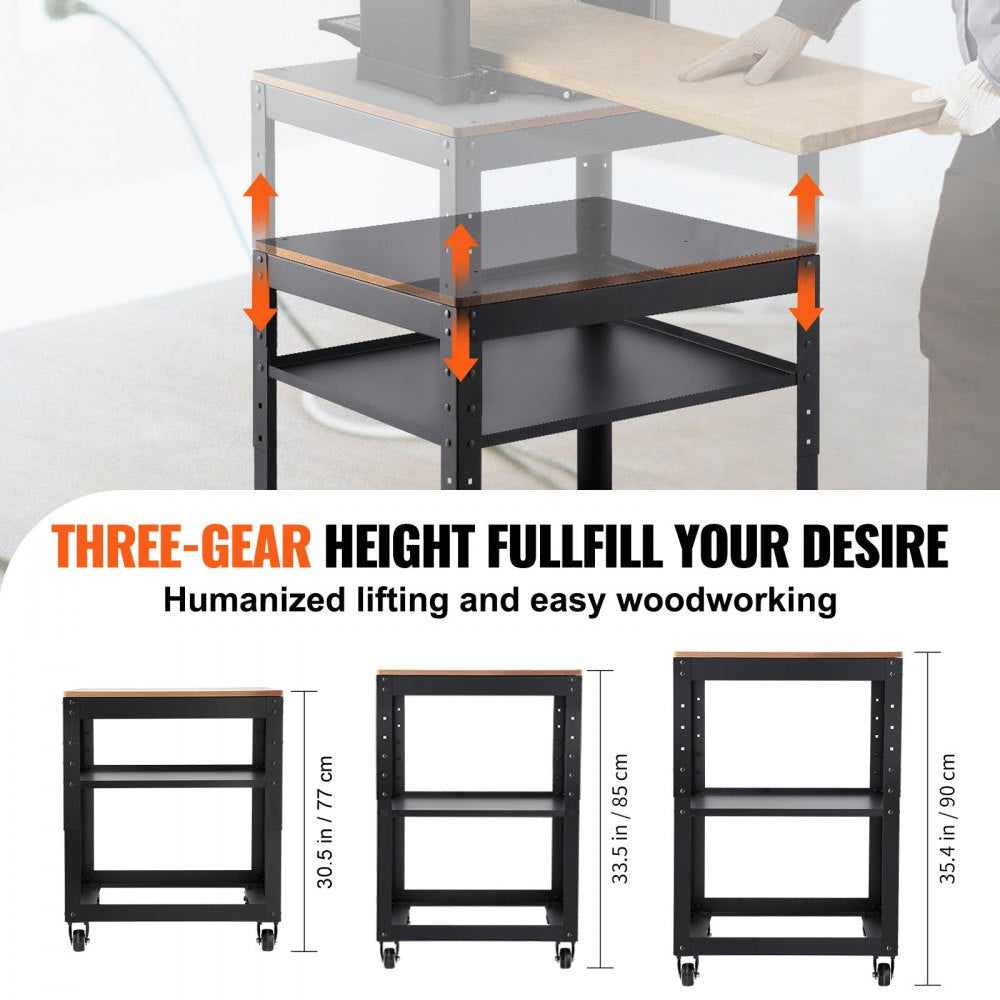 VEVOR Planer Stand, 100 lbs / 45 kg heavy loads, Three-Gear Height Adjustable Thickness Planer Table,with 4 Stable