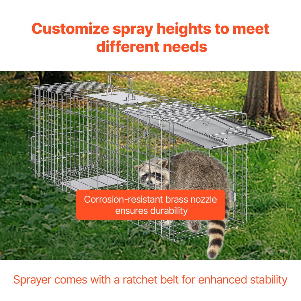 VEVOR Live Animal Cage Trap, 31" x 10" x 12" Humane Cat Trap Galvanized Iron, Folding Animal Trap with Handle for