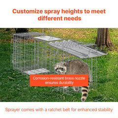 VEVOR Live Animal Cage Trap, 31" x 10" x 12" Humane Cat Trap Galvanized Iron, Folding Animal Trap with Handle for