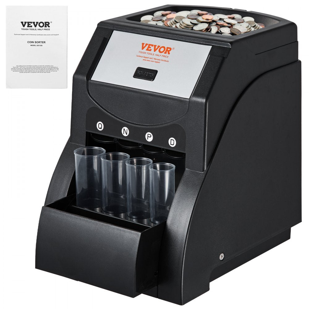 VEVOR USD Coin Sorter, Coin Sorter Machine for USD Coin 1￠ 5￠ 10￠ 25￠, Sorts up to 230 Coins/min, Coin Sorter and