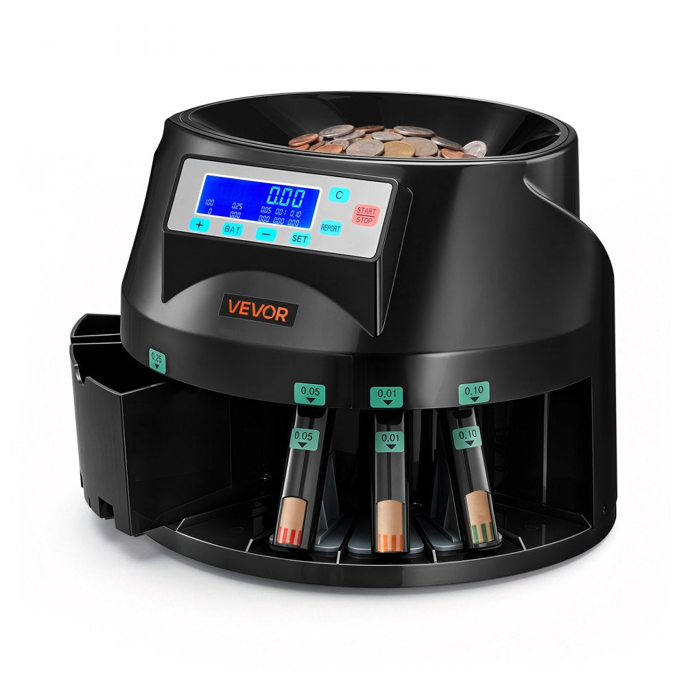 VEVOR Coin Counter Machine, 5 Denominations, Accurate Coin Sorter Machine, Sorts Up to 225 Coins Per Minute, USD Change